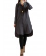 Vintage Loose Split Solid Long Sleeve Stand Collar Shirt Dresses For Women