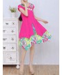 Floral Print Fake Two Piece Short Sleeve V-neck Dress For Women