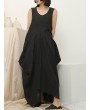 Irregular Sleeveless Solid Color Vintage Dress For Women