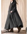 Vintage Casual Loose Pure Color Women Drawstring Dress