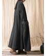 Vintage Casual Loose Pure Color Women Drawstring Dress