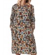 Women Floral Print Pockets Vintage Shift Dress