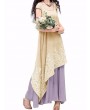 Vintage Floral Embroidered Sleeveless Two Layers Long Maxi Dresses