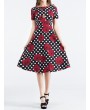 Vintage Women Polka Dots Floral Printed Hepburn Style Dresses