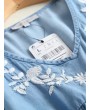 Denim Embroidery Short Sleeve V-neck Casual Dresses