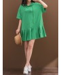 Solid Pleated Loose Hooded Half Sleeve Women Casual Dresses