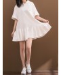 Solid Pleated Loose Hooded Half Sleeve Women Casual Dresses