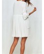 Boho Hollow Out O-Neck White Casual Dresses