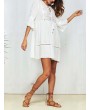 Boho Hollow Out O-Neck White Casual Dresses