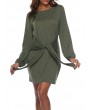 Solid Color Long Sleeve Drawstring Casual Dresses