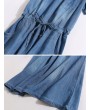 Denim Pocket Short Sleeve O-neck Casual Dresses