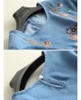 Denim Embroidery Long Pagoda Sleeve Casual Dresses