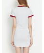 Casual Patchwork Split Short Sleeve O-neck Mini Dress For Women