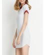 Casual Patchwork Split Short Sleeve O-neck Mini Dress For Women