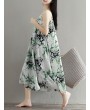 Flowy Ink Print Spaghetti Strap Loose O-neck Maxi Dress For Women