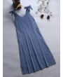 Bowknots V Neck Solid Color Straps Maxi Dress