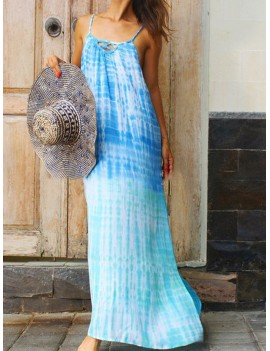 Tie-dyed Spaghetti Straps Maxi Dress For Women