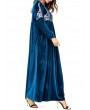 Islam Muslim Winter Velvet Print Long Sleeve Long Dress