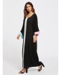 Women Contrast Color Long Sleeve Loose Long Maxi Dresses