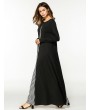 Women Long Sleeve Patchwork Loose O-Neck Long Maxi Dresses