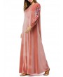 Muslim Embroidery Long Sleeve Overhead Maxi Dress