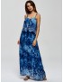 Bohemian Print Spaghetti Strap V-neck Maxi Dress For Women