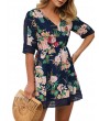 Bohemian Floral Printed V-neck Half Sleeve Mini Dresses