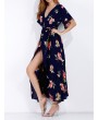 Bohemian Half Sleeve Side Split V-neck Maxi Dresses