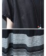 Stripe Print Patchwork Short Sleeve Vintage Dress For Women