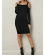 Sexy Cold Shoulder Backless Long Sleeve Women Dress