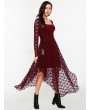 Lace Sexy Women Long Sleeve O-Neck Two Pieces Set Maxi Dresses