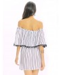 Women Sexy Off-shoulder Stripe Backless Loose Half Sleeve Mini Dress