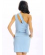 Women Sexy One Shoulder Hollow Irregular Bodycon Mini Dress