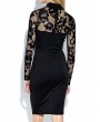 Lace Patchwork Stand Collar Long Sleeve Women Dress