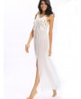 Woven Sexy Tassels Backless Sleeveless Slit O Neck Maxi Dress