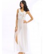 Woven Sexy Tassels Backless Sleeveless Slit O Neck Maxi Dress